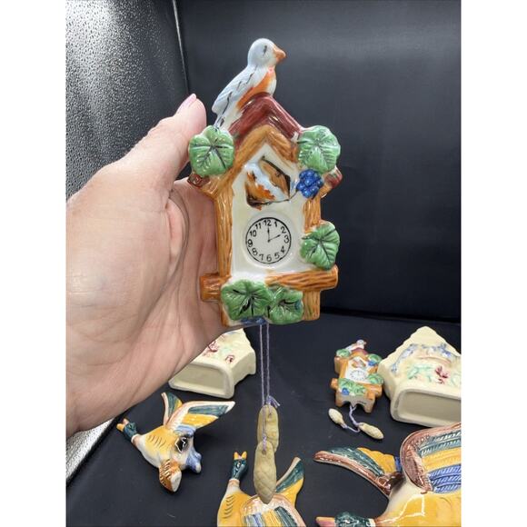 7 Piece vintage ceramic flying mallard duck wall pockets. Made In Japan - Picture 10 of 12